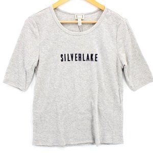 Mo:vint By Anthropologie Blouse Top Womens Gray Silverelake Short Sleeve L NWT
